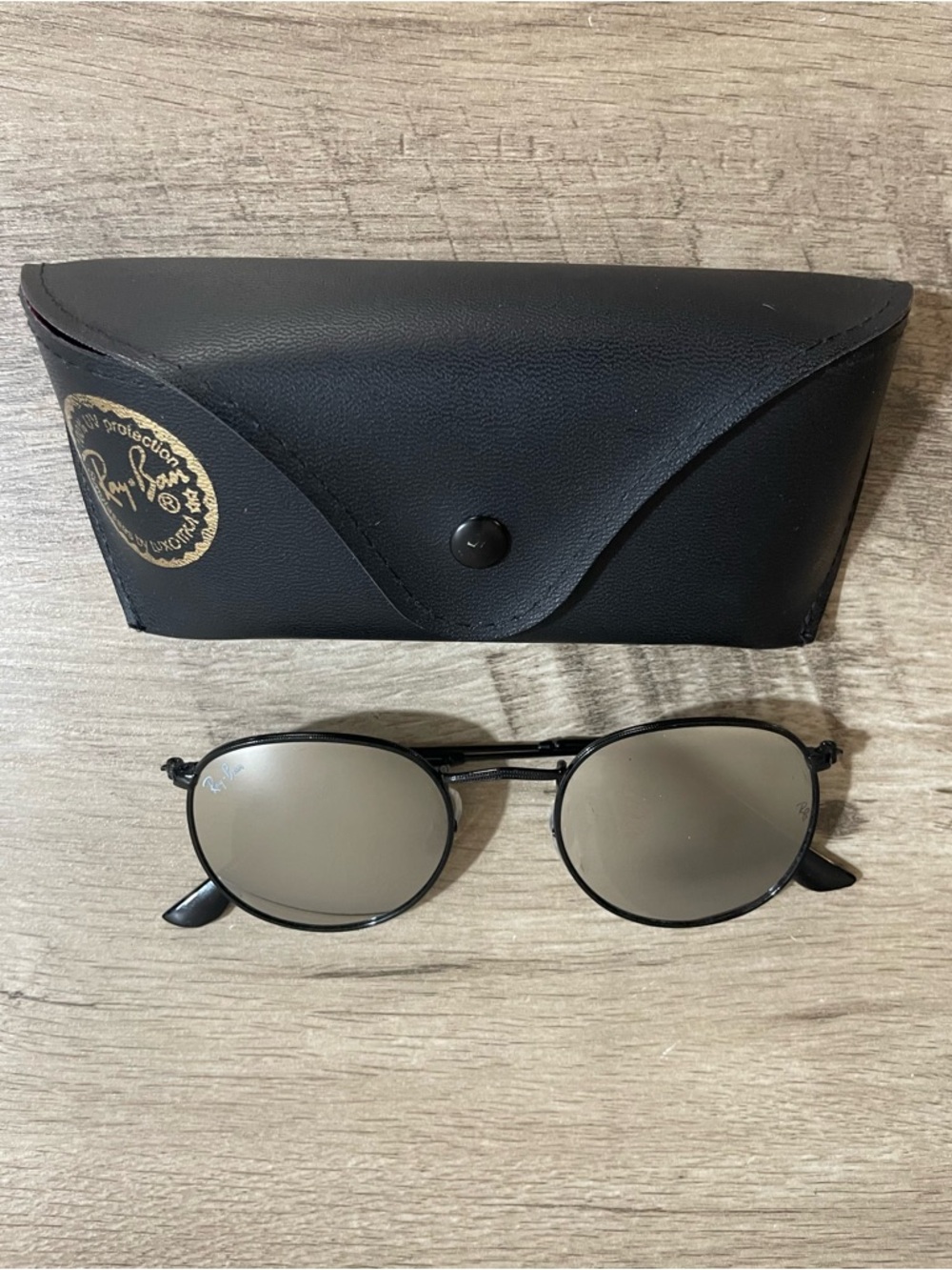 Women's RAY-BAN 3447 Round BLACK Metal MIRROR Designer SUNGLASSES Size 50 - 21 - Picture 7 of 9